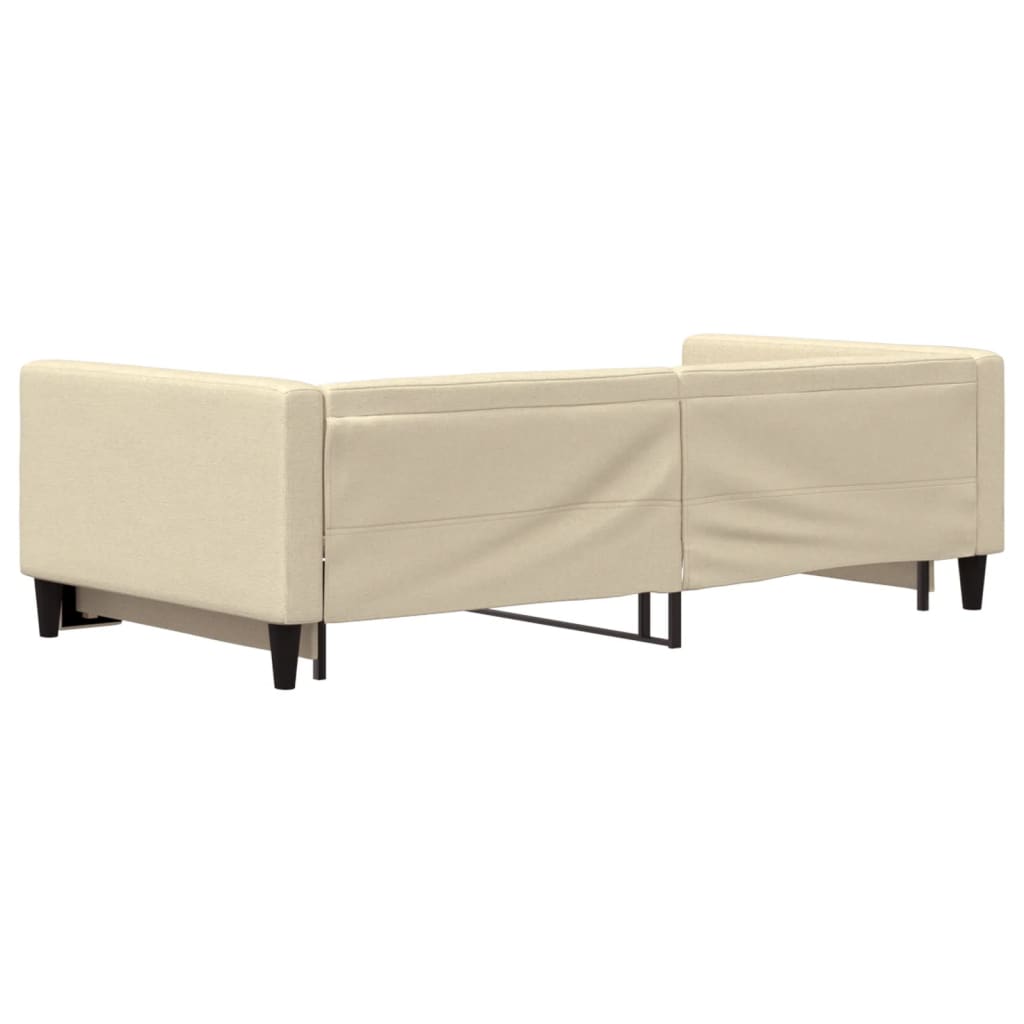 Lit de jour avec lit gigogne crème 100x200 cm tissu - XIOS