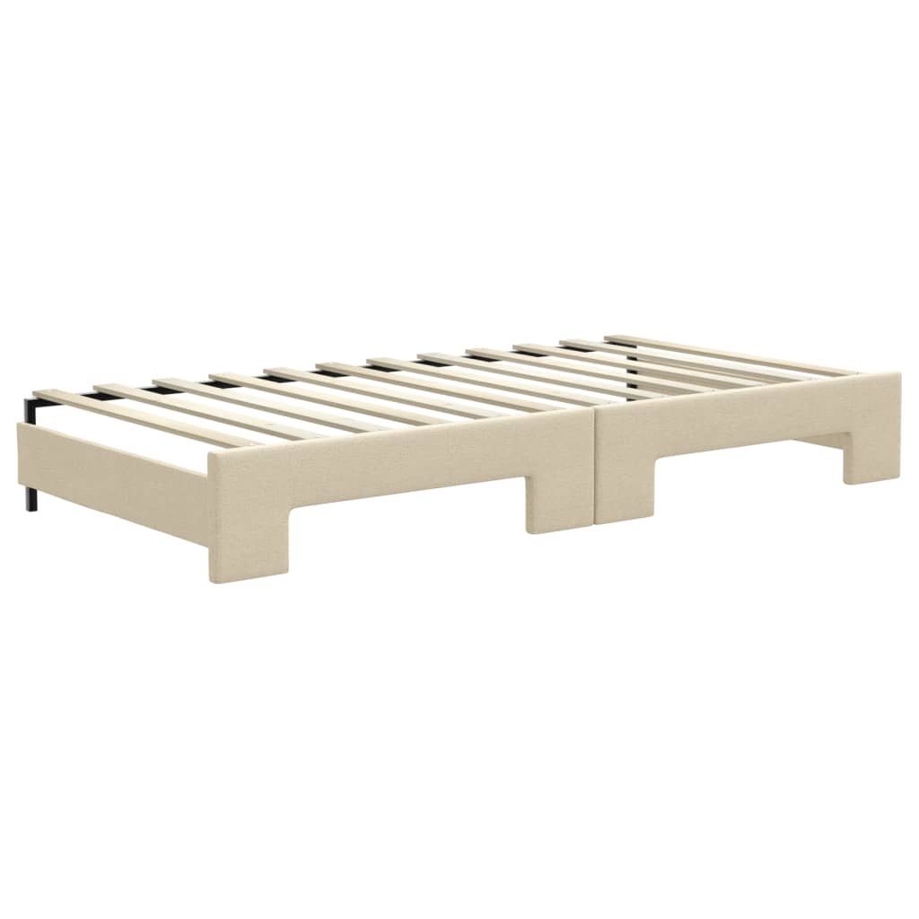Lit de jour avec lit gigogne crème 100x200 cm tissu - XIOS
