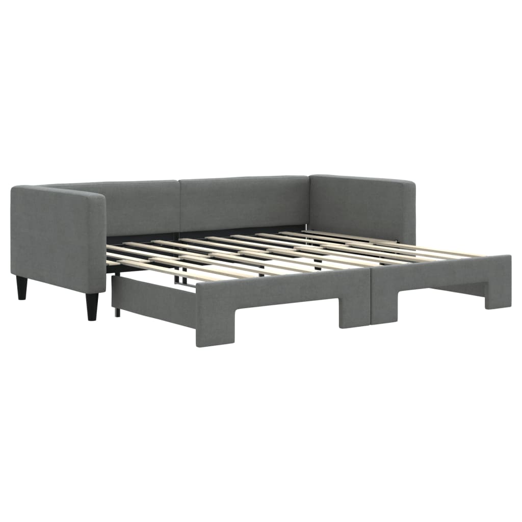 Lit de jour avec gigogne sans matelas gris foncé 90x190 cm - XIOS