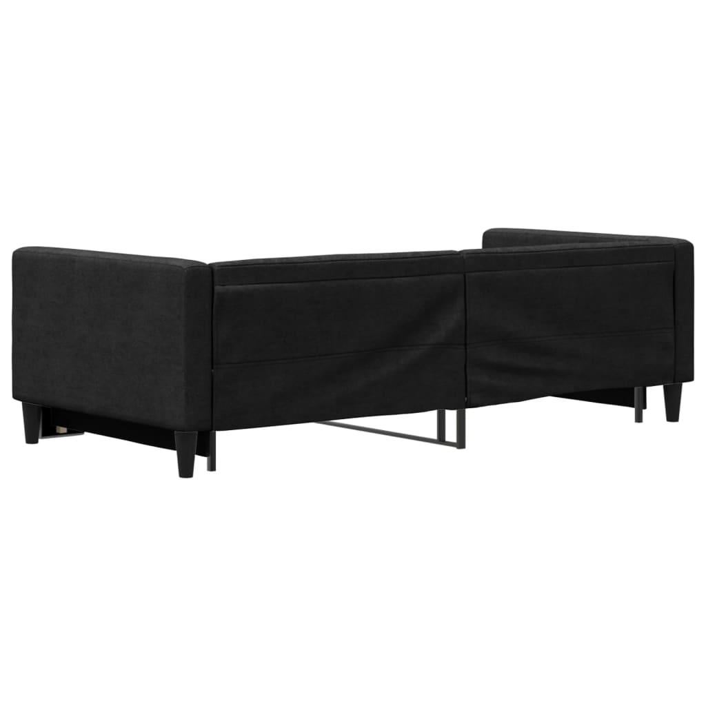 Lit de jour avec lit gigogne noir 90x190 cm tissu