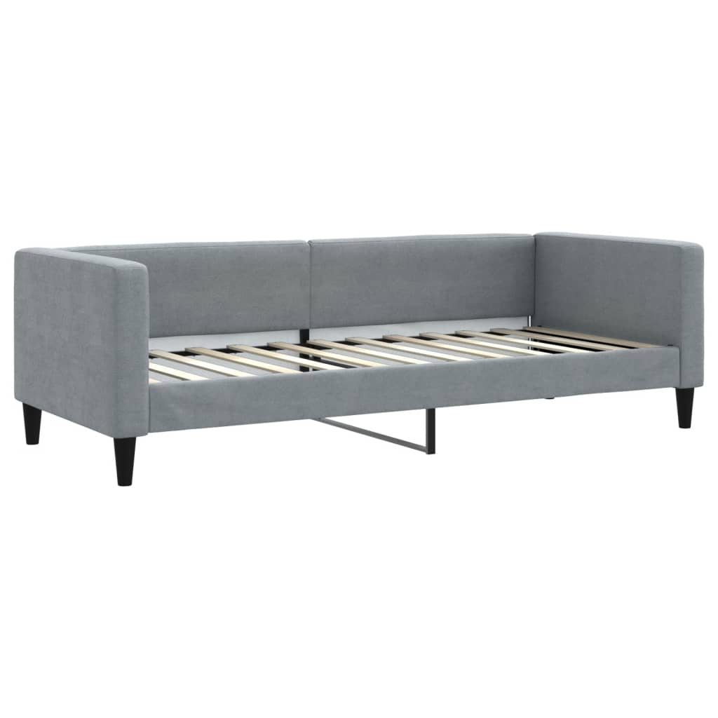 Lit de jour avec gigogne et matelas gris clair 80x200 cm tissu - XIOS