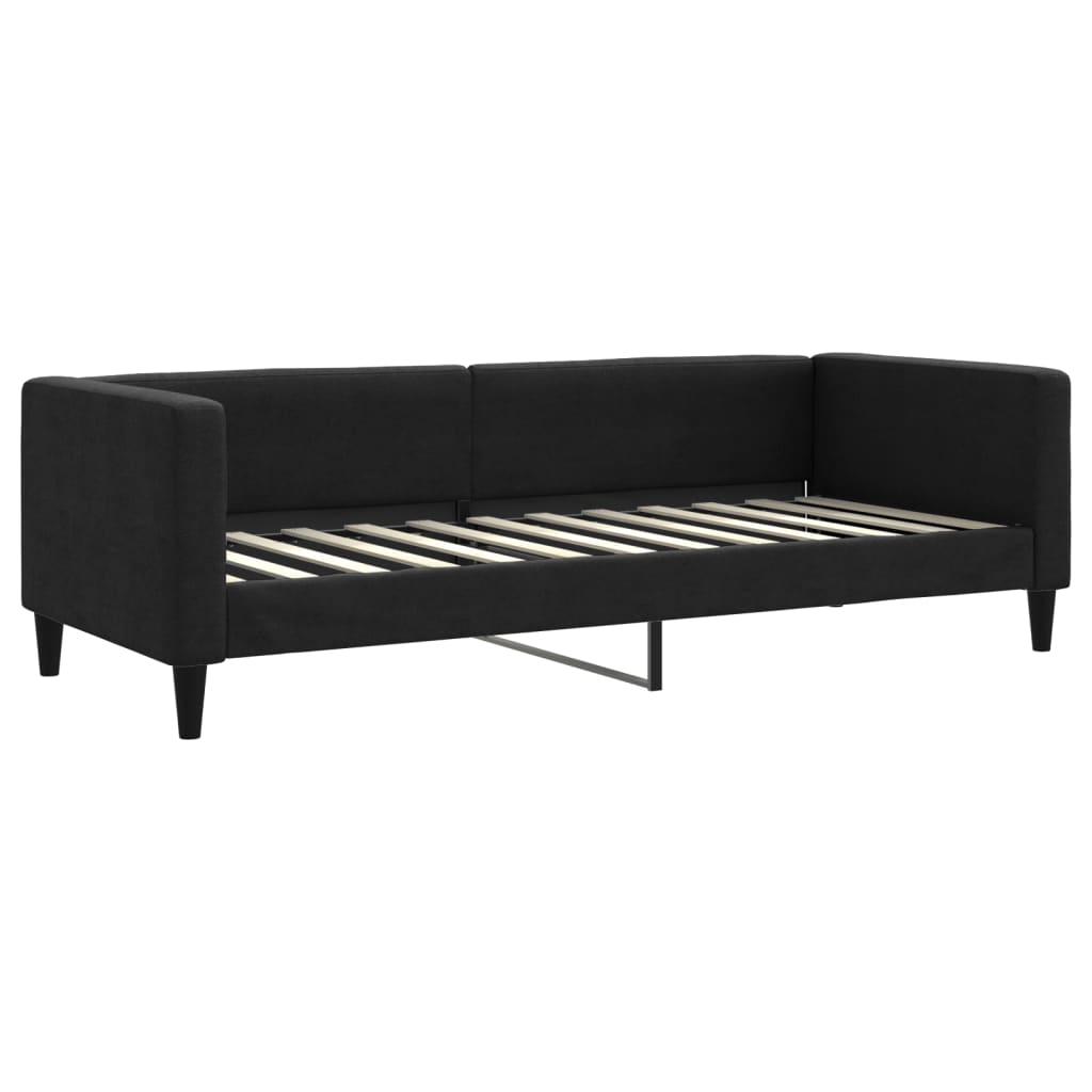 Lit de jour avec lit gigogne et matelas noir 80x200 cm tissu - XIOS