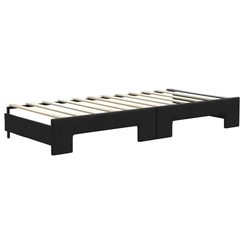 Lit de jour avec lit gigogne et matelas noir 80x200 cm tissu - XIOS