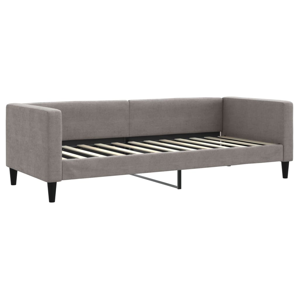 Lit de jour avec gigogne et matelas taupe 80x200 cm tissu - XIOS