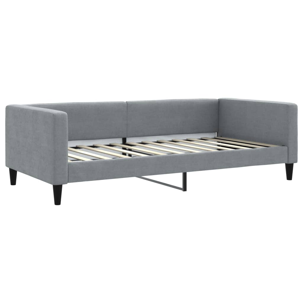 Lit de jour avec gigogne et matelas gris clair 100x200 cm tissu - XIOS