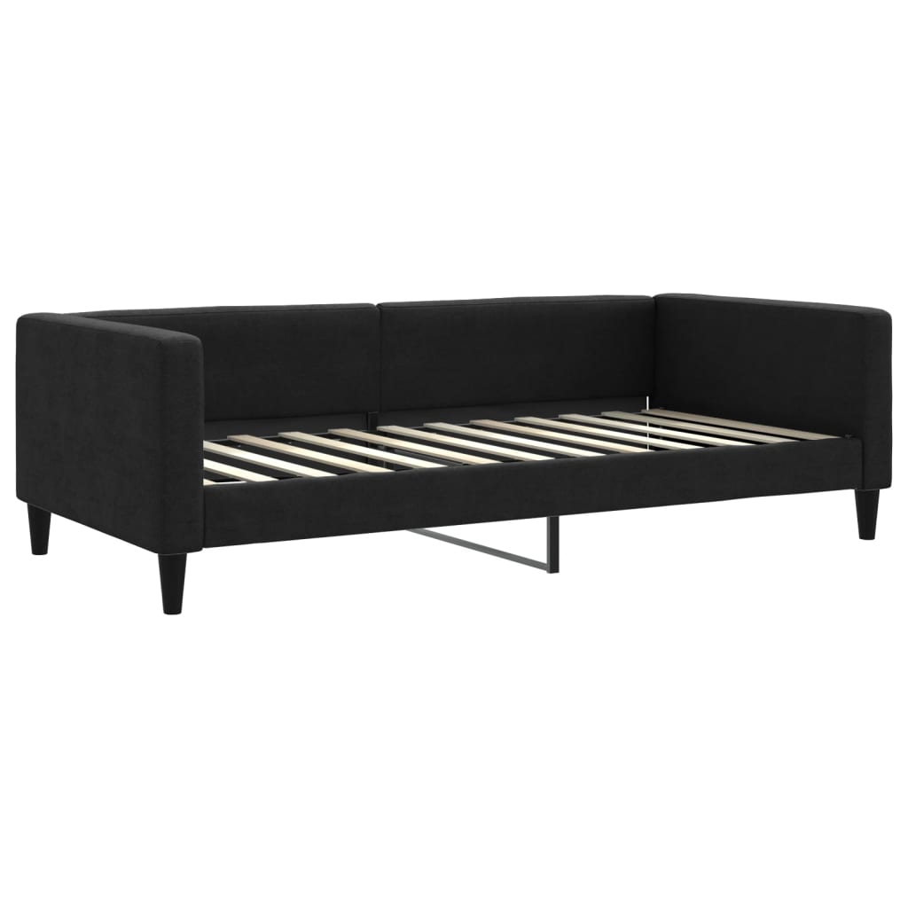 Lit de jour avec gigogne et matelas noir 100x200 cm tissu - XIOS