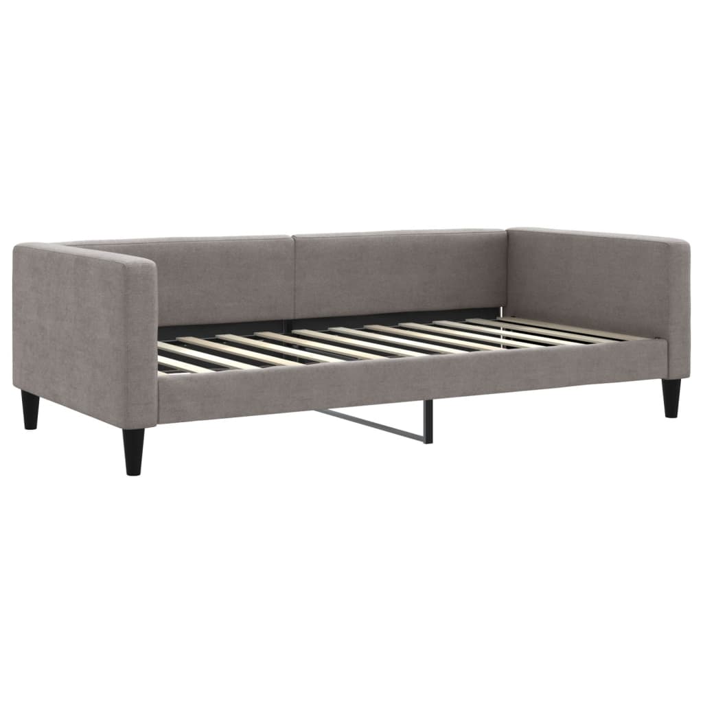 Lit de jour avec gigogne et matelas taupe 100x200 cm tissu - XIOS