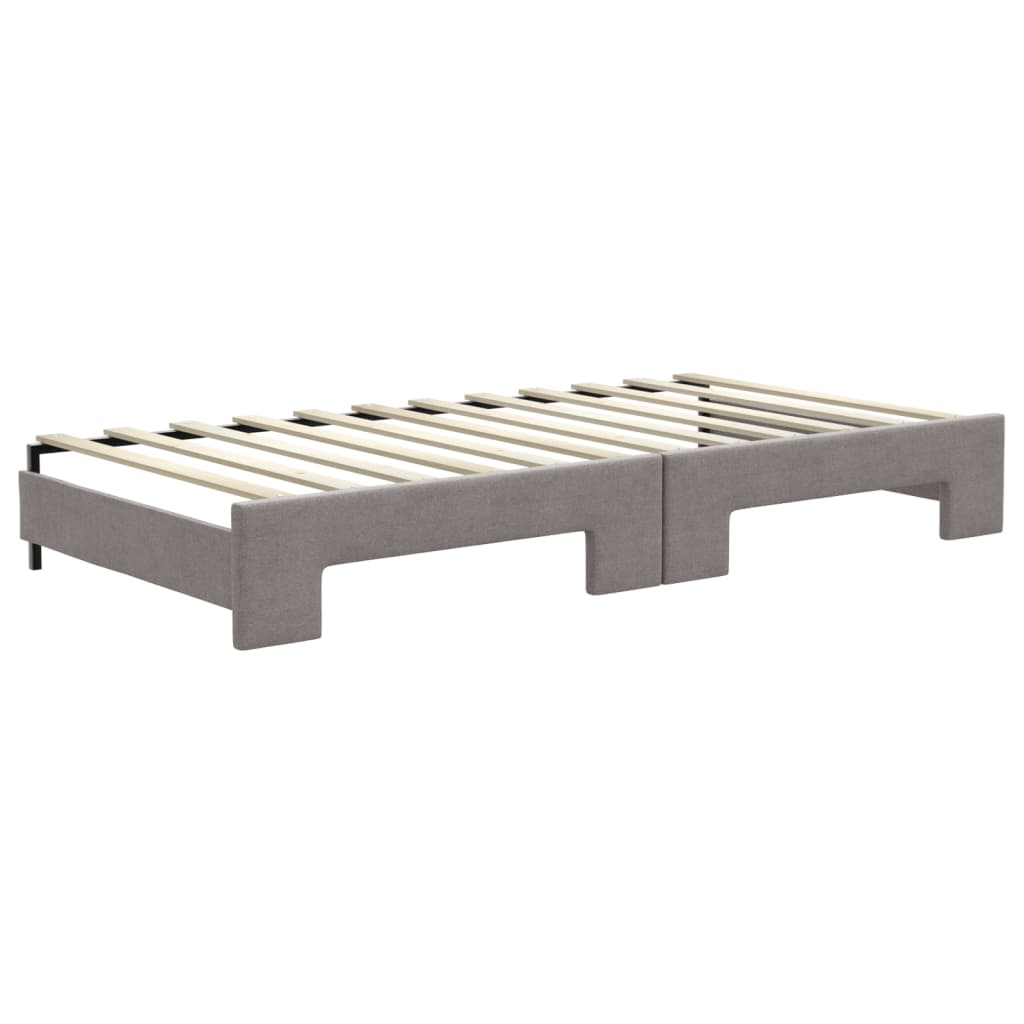 Lit de jour avec gigogne et matelas taupe 100x200 cm tissu - XIOS