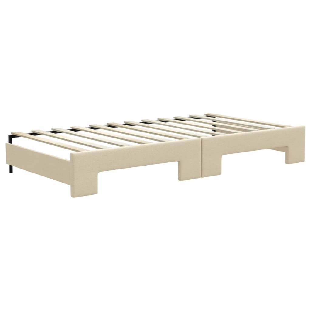 Lit de jour avec gigogne et matelas crème 100x200 cm tissu - XIOS
