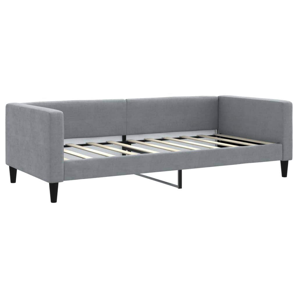 Lit de jour avec gigogne et matelas gris clair 90x190 cm tissu - XIOS