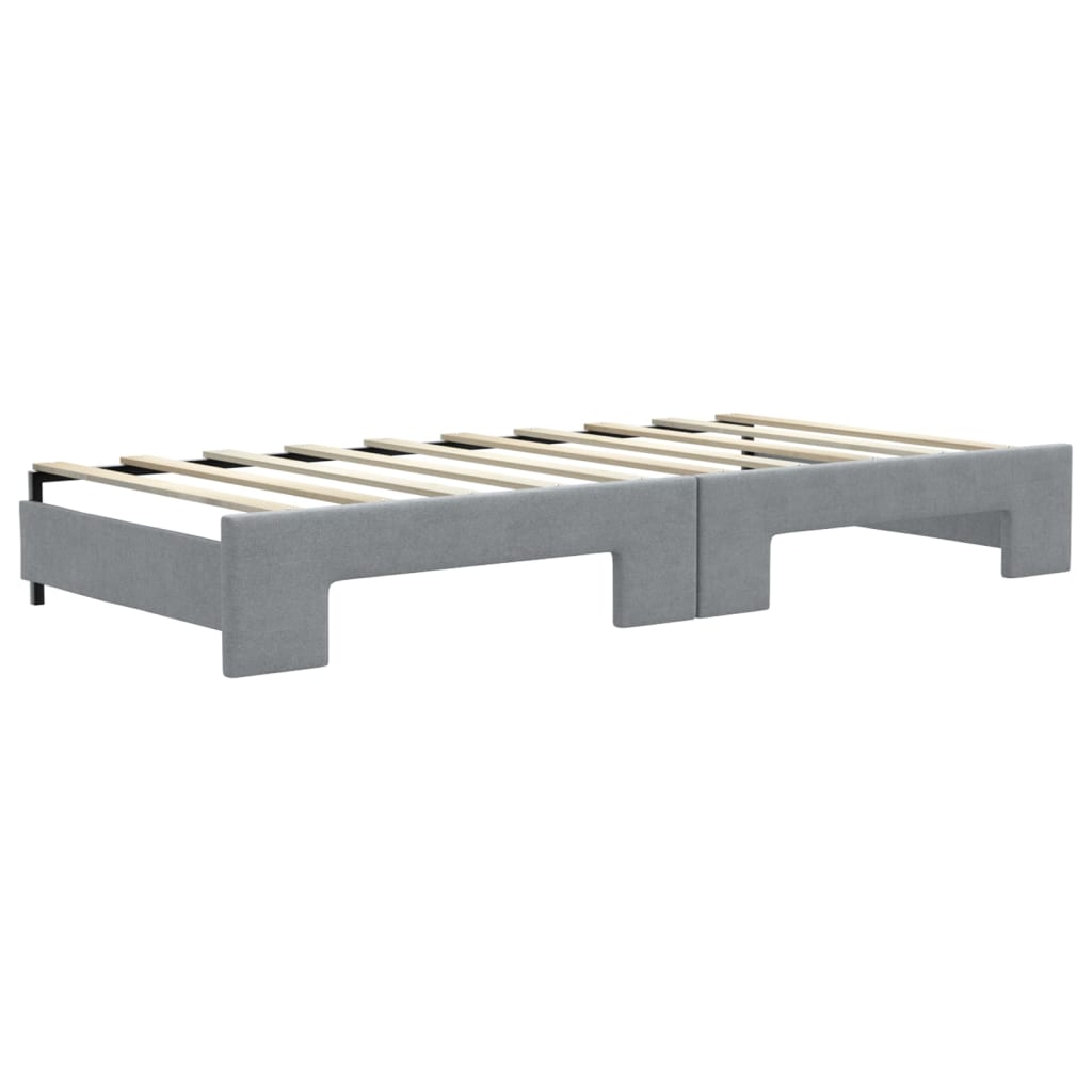 Lit de jour avec gigogne et matelas gris clair 90x190 cm tissu - XIOS