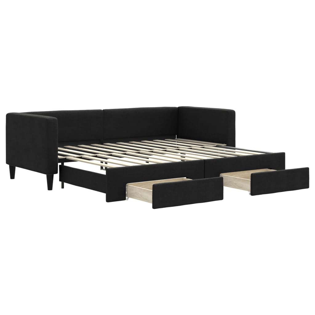 Lit de jour avec gigogne et tiroirs sans matelas noir 80x200 cm - XIOS