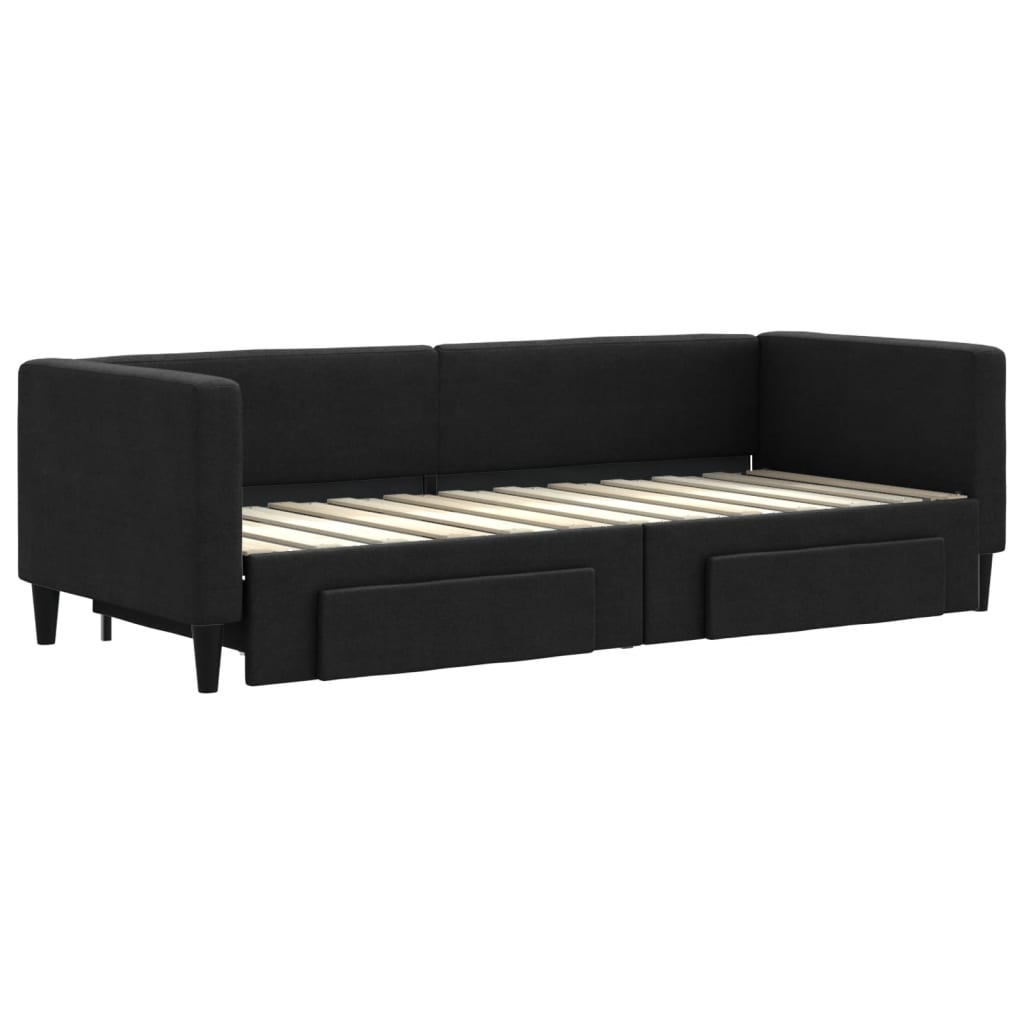 Lit de jour avec gigogne et tiroirs sans matelas noir 80x200 cm - XIOS