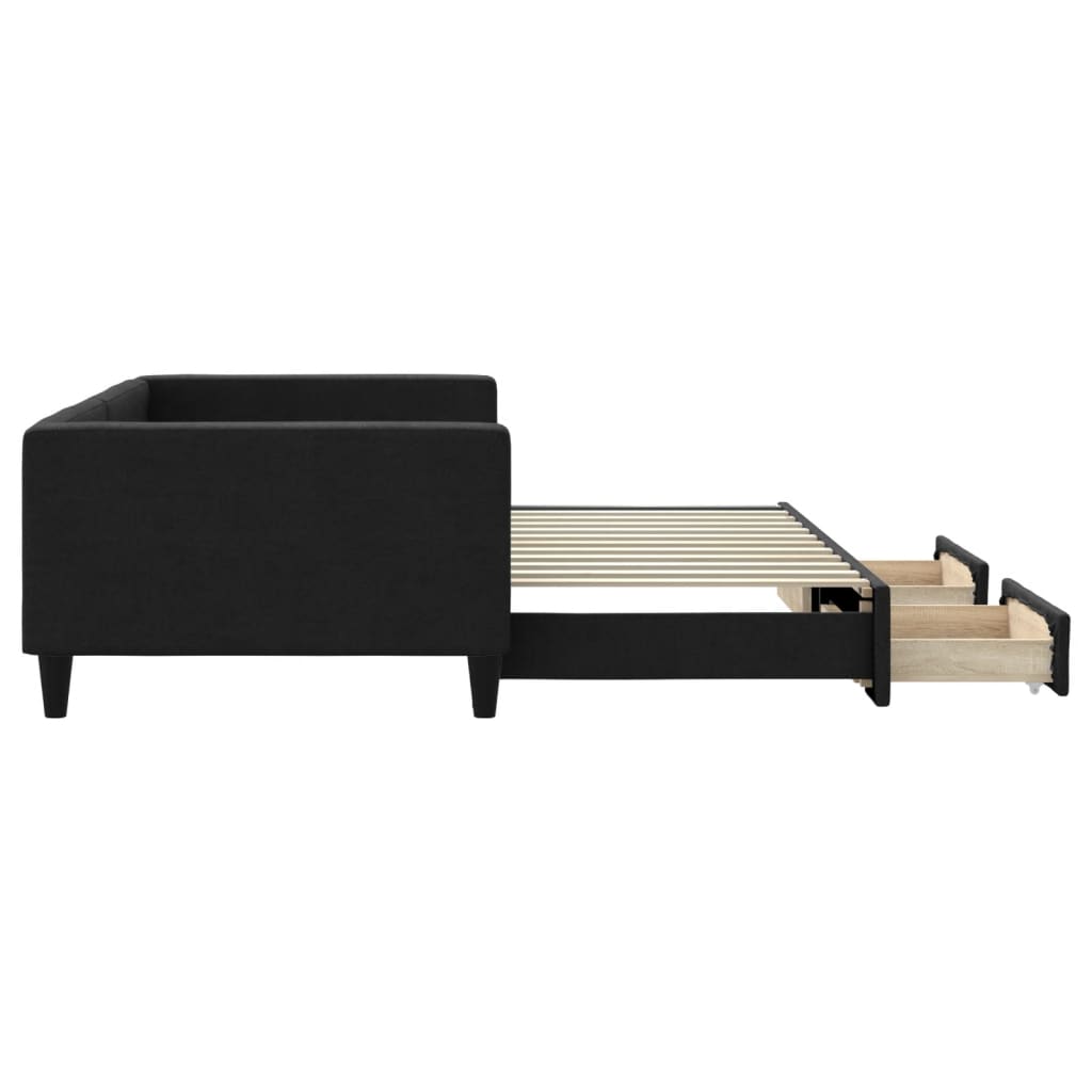 Lit de jour avec gigogne et tiroirs sans matelas noir 100x200cm - XIOS