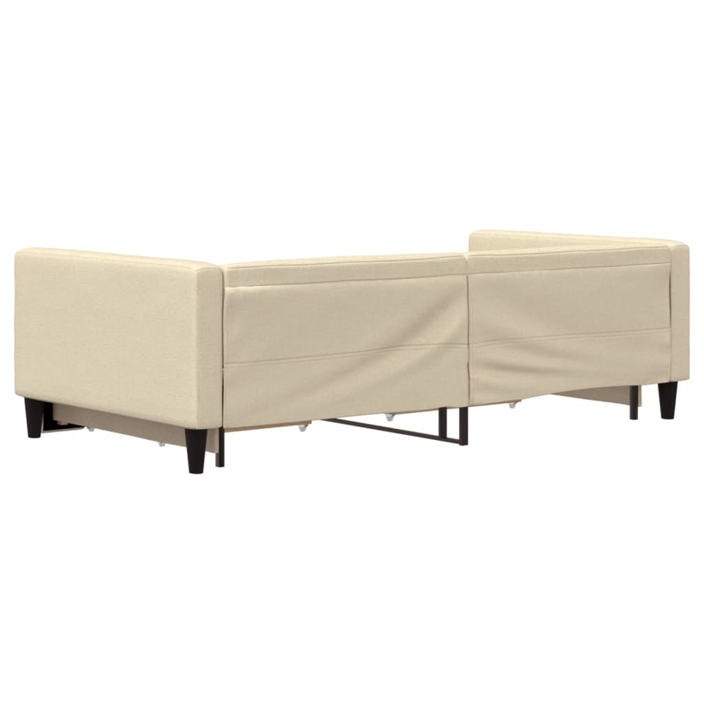 Lit de jour avec gigogne et tiroirs crème 100x200 cm tissu - XIOS