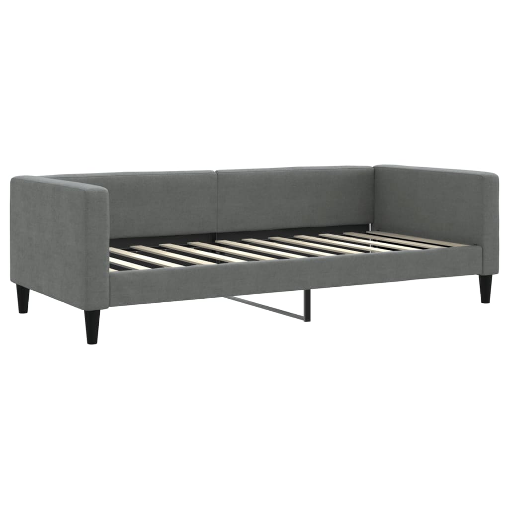 Lit de jour avec gigogne et tiroirs gris foncé 90x200 cm tissu - XIOS