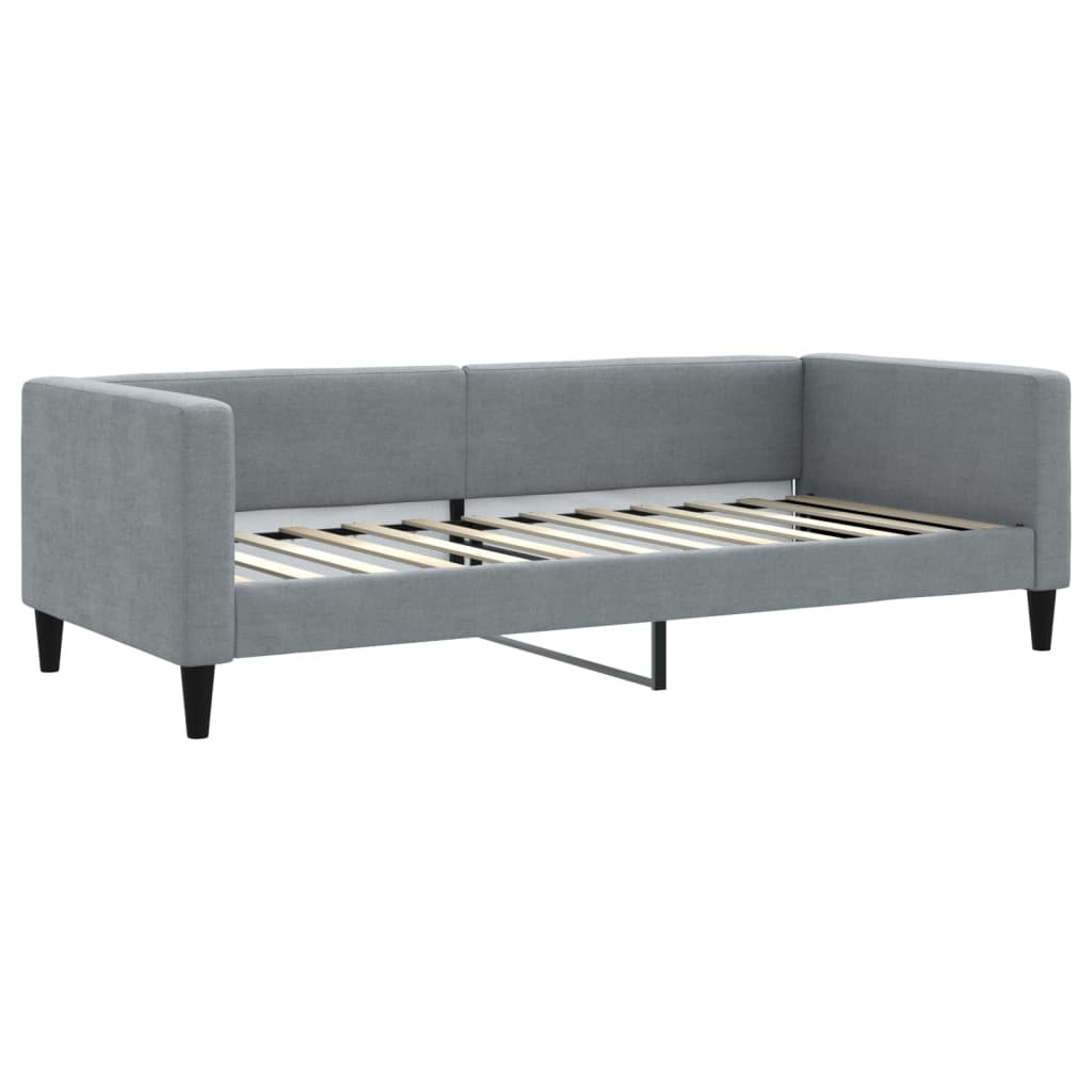Lit de jour avec gigogne et tiroirs gris clair 100x200 cm tissu - XIOS