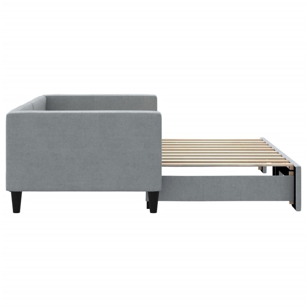 Lit de jour avec lit gigogne gris clair 100x190 cm tissu - XIOS