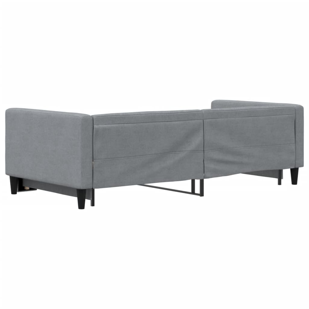 Lit de jour avec lit gigogne gris clair 100x190 cm tissu - XIOS