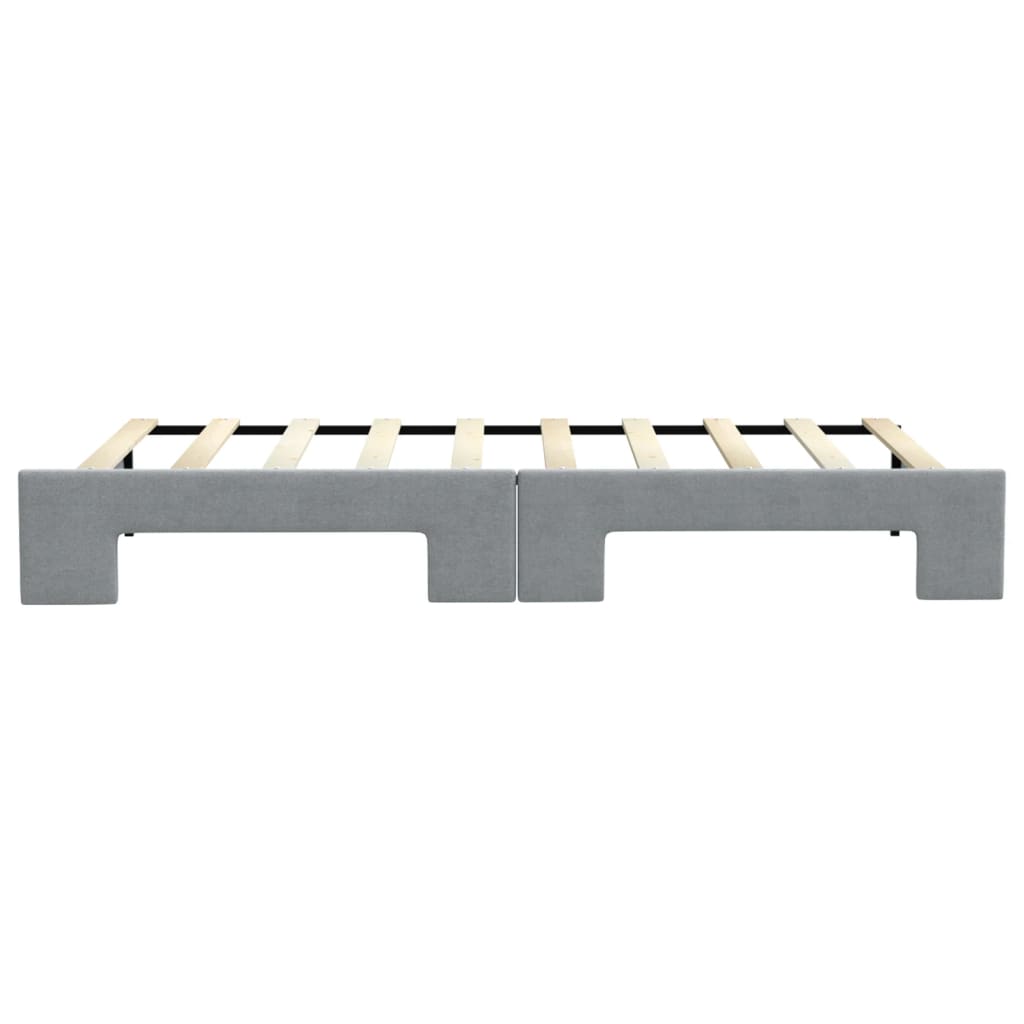 Lit de jour avec lit gigogne gris clair 100x190 cm tissu - XIOS