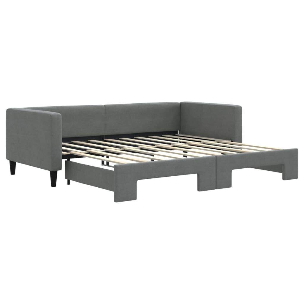 Lit de jour avec lit gigogne gris foncé 100x190 cm tissu