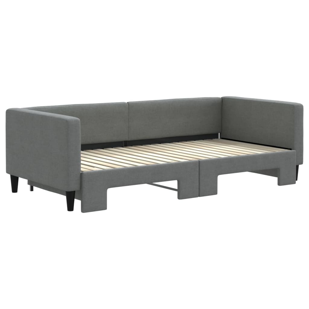 Lit de jour avec lit gigogne gris foncé 100x190 cm tissu - XIOS