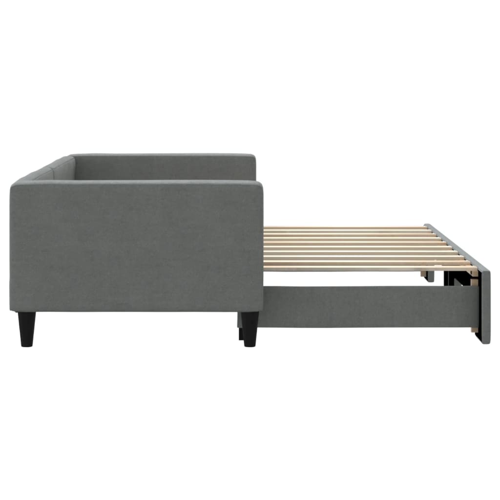 Lit de jour avec lit gigogne gris foncé 100x190 cm tissu - XIOS