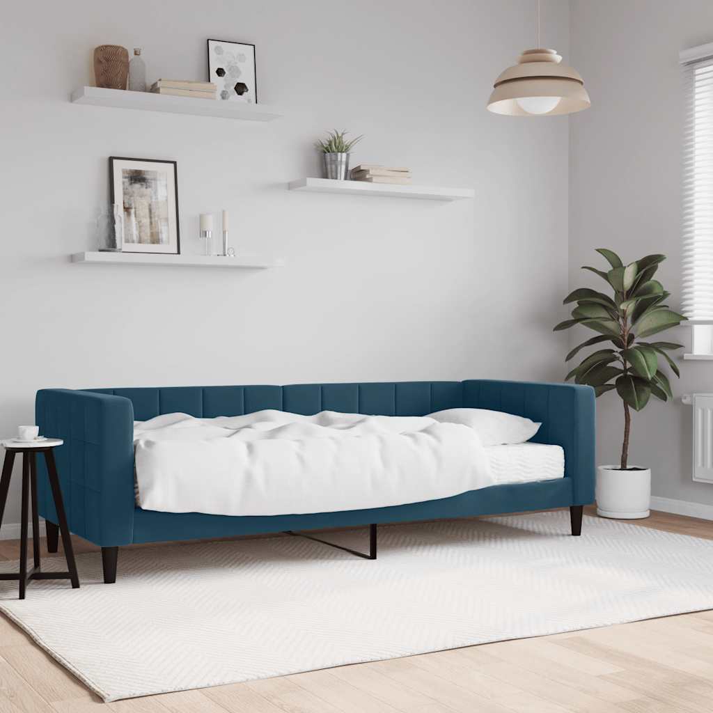 Lit de jour avec matelas bleu 80x200 cm velours - XIOS