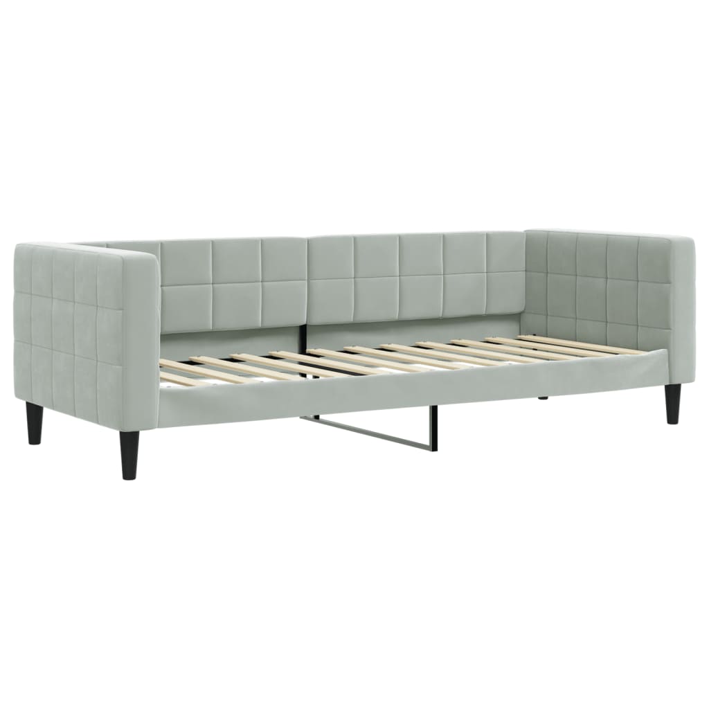 Lit de jour avec matelas gris clair 80x200 cm velours - XIOS