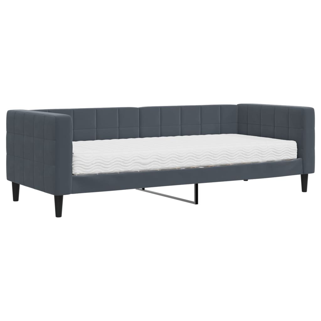 Lit de jour avec matelas gris foncé 80x200 cm velours - XIOS