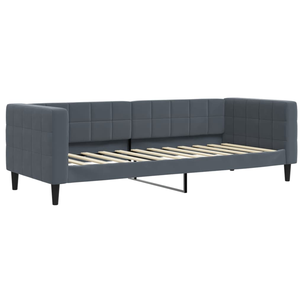 Lit de jour avec matelas gris foncé 80x200 cm velours - XIOS