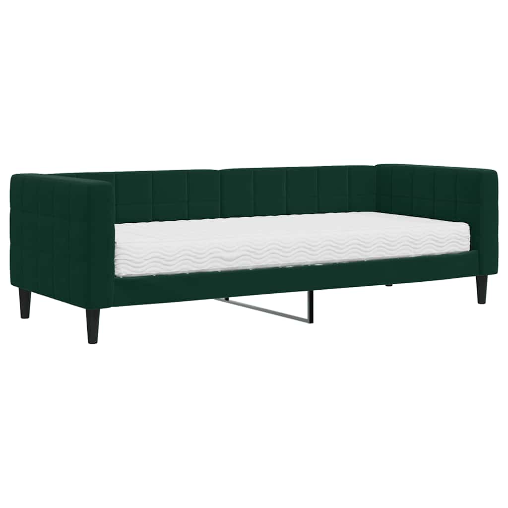 Lit de jour avec matelas vert foncé 80x200 cm velours - XIOS