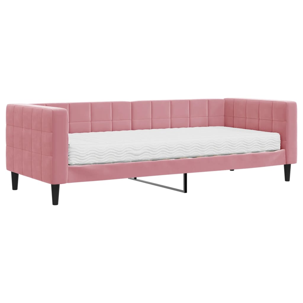 Lit de jour avec matelas rose 80x200 cm velours - XIOS