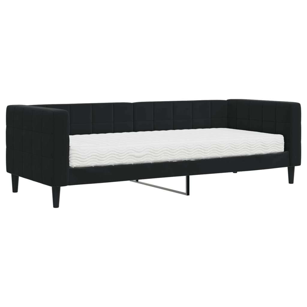 Lit de jour avec matelas noir 80x200 cm velours - XIOS