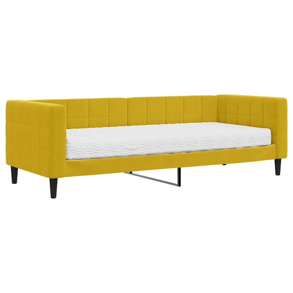 Lit de jour avec matelas jaune 80x200 cm velours - XIOS