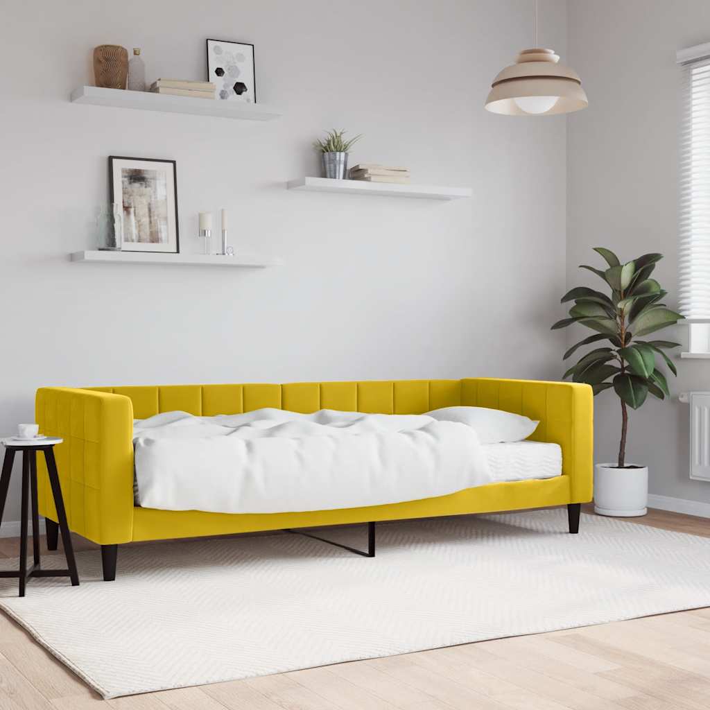 Lit de jour avec matelas jaune 80x200 cm velours - XIOS