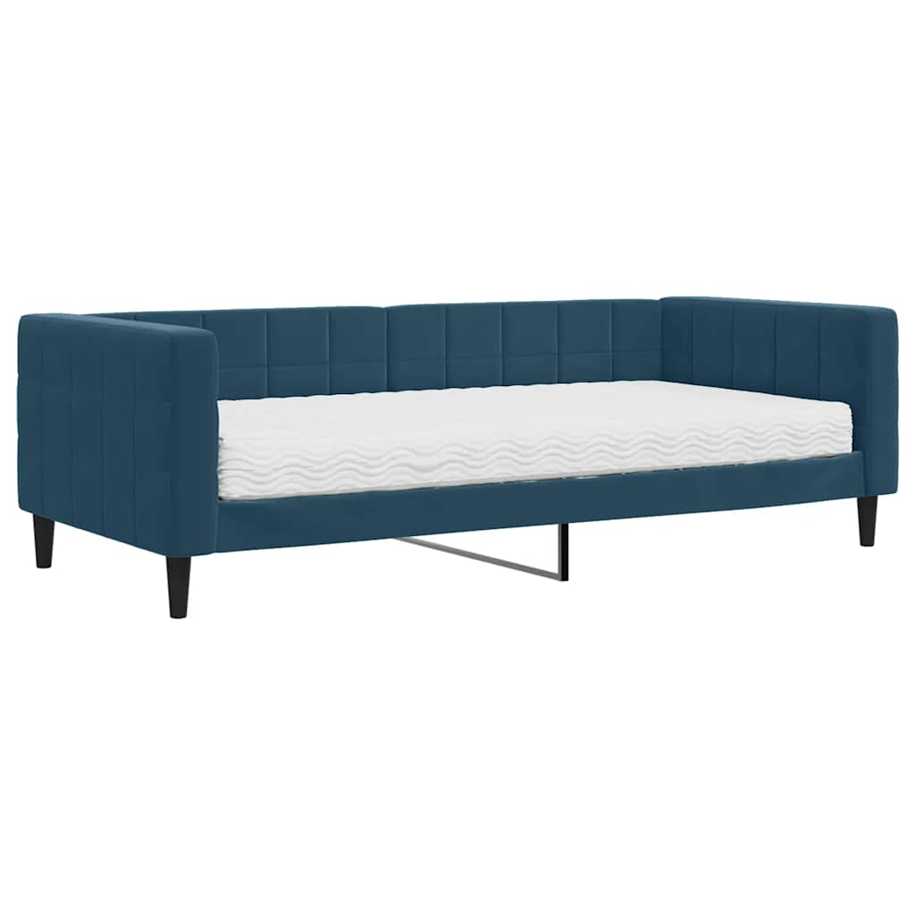 Lit de jour avec matelas bleu 90x200 cm velours - XIOS
