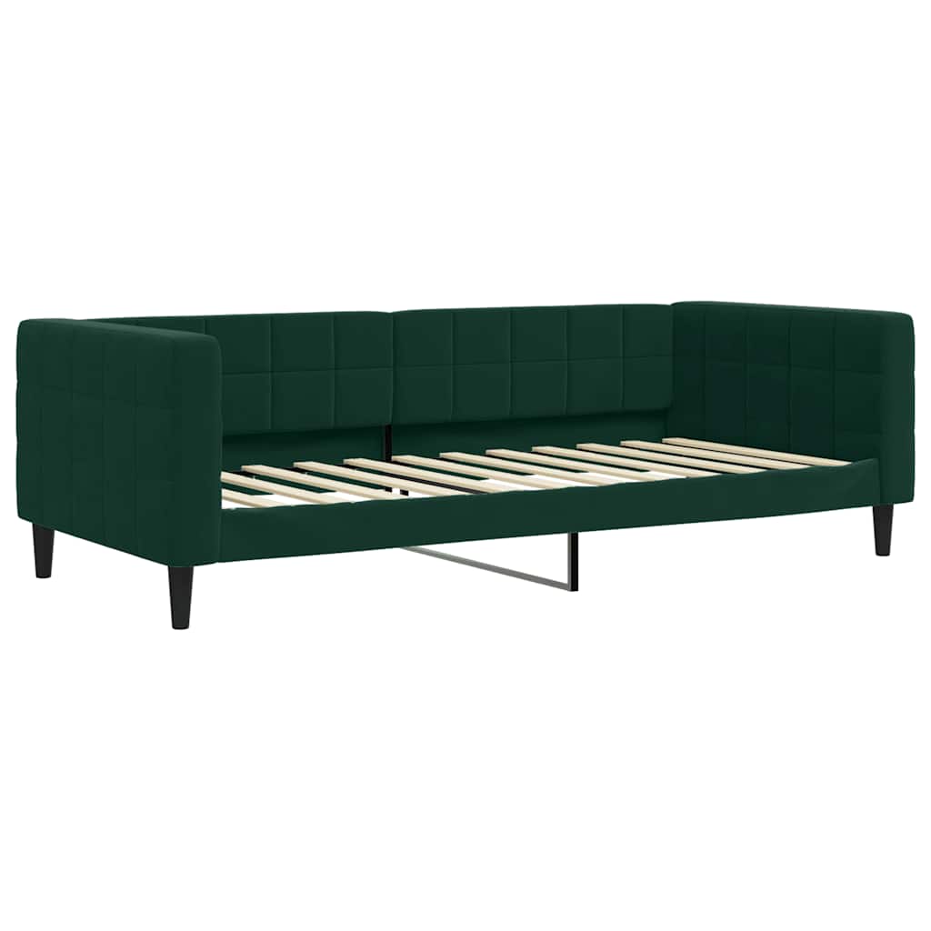 Lit de jour avec matelas vert foncé 90x200 cm velours - XIOS