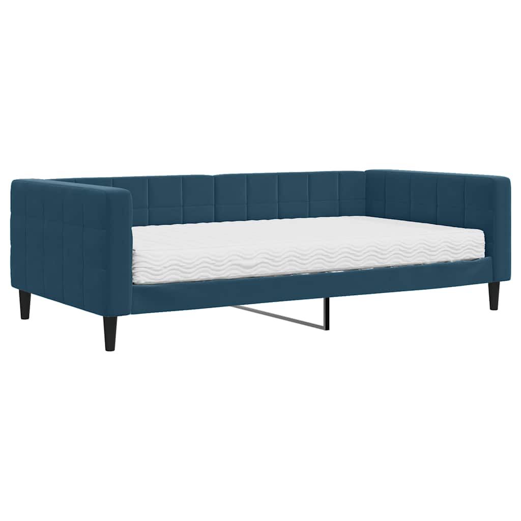 Lit de jour avec matelas bleu 100x200 cm velours - XIOS
