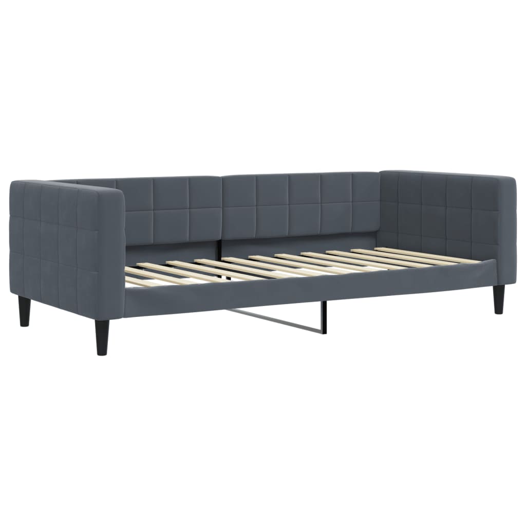 Lit de jour avec matelas gris foncé 100x200 cm velours - XIOS
