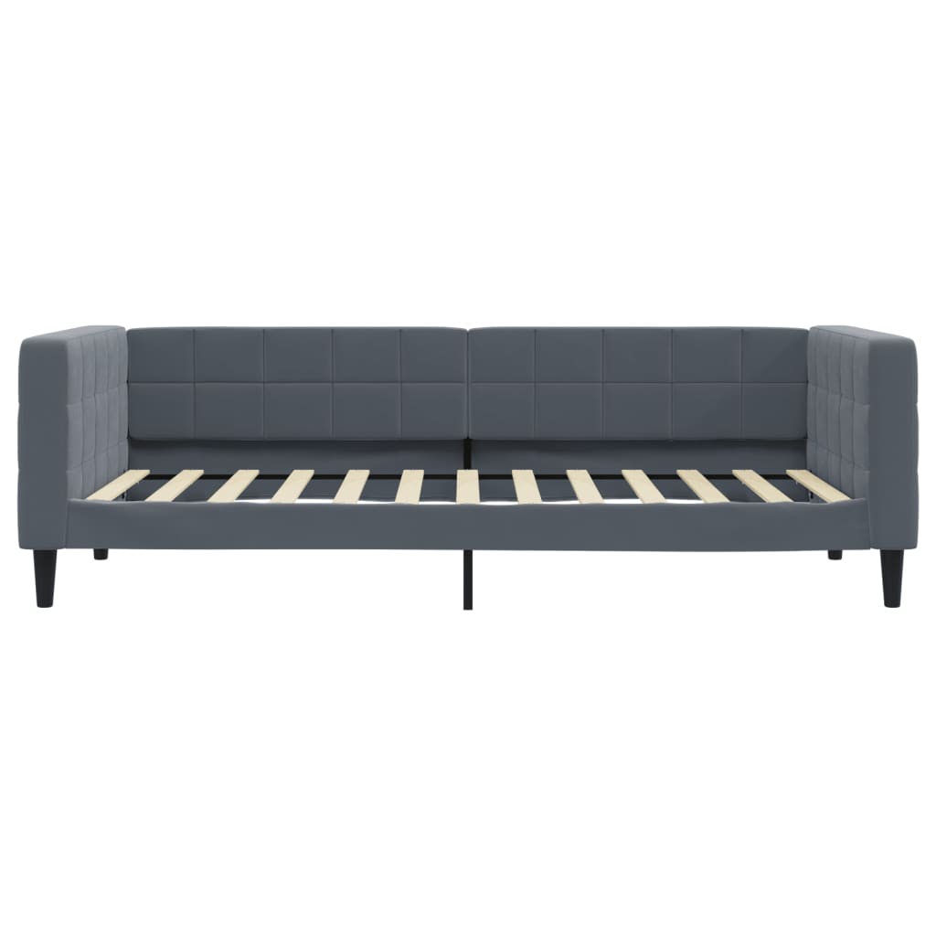 Lit de jour avec matelas gris foncé 100x200 cm velours - XIOS