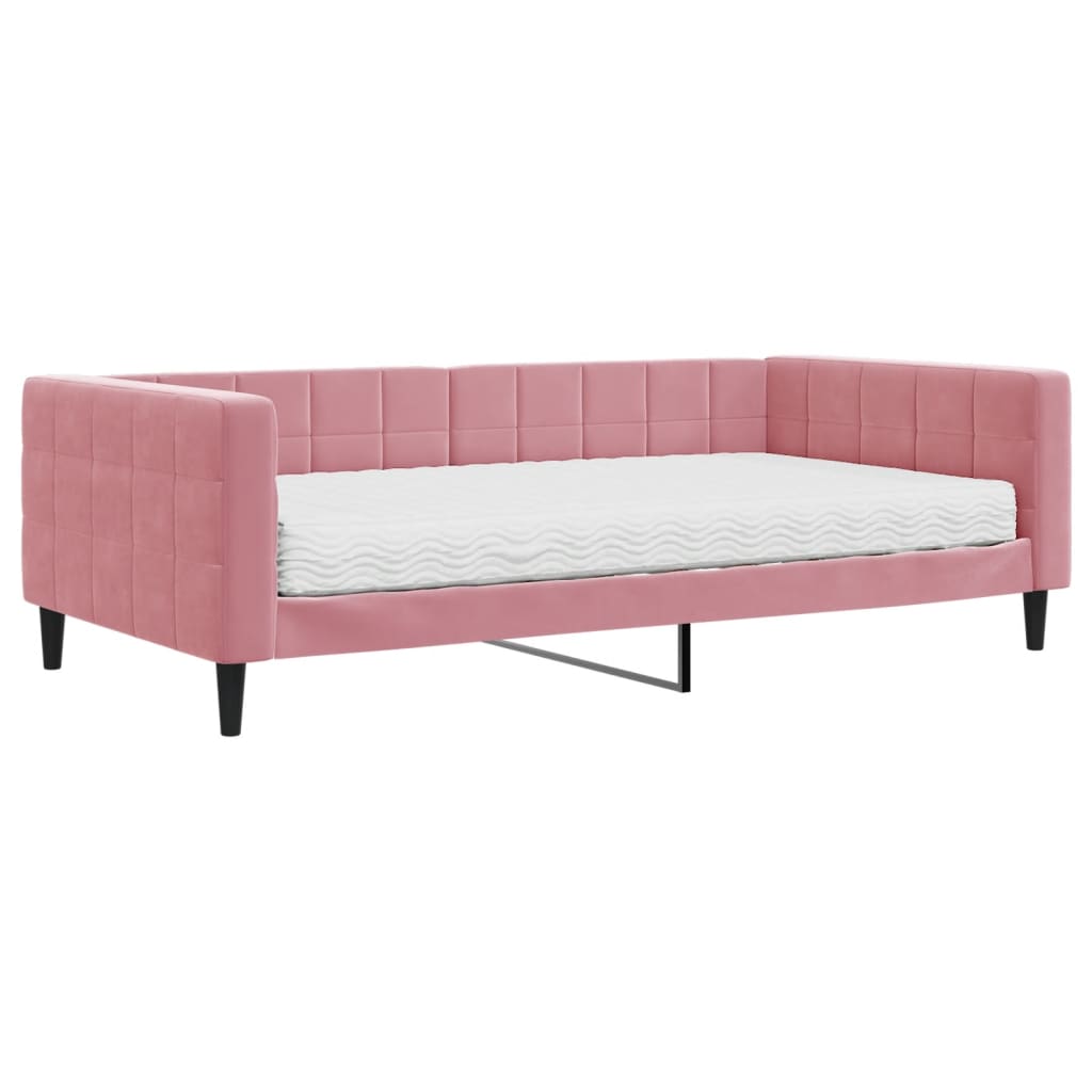 Lit de jour avec matelas rose 100x200 cm velours - XIOS