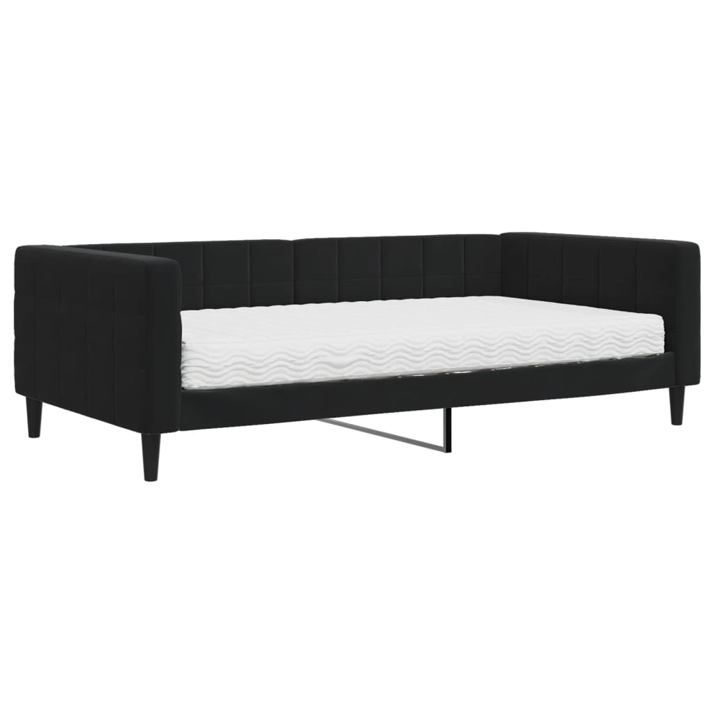 Lit de jour avec matelas noir 100x200 cm velours - XIOS