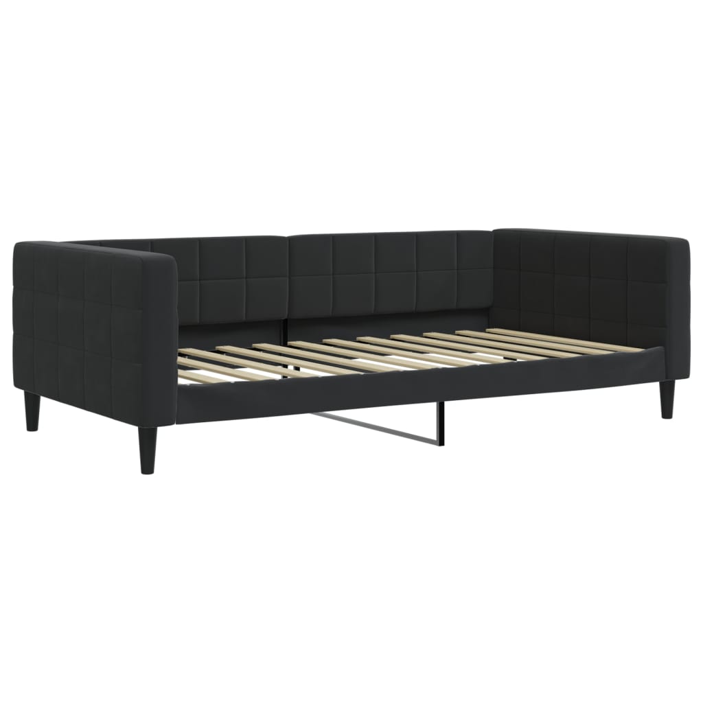Lit de jour avec matelas noir 100x200 cm velours - XIOS