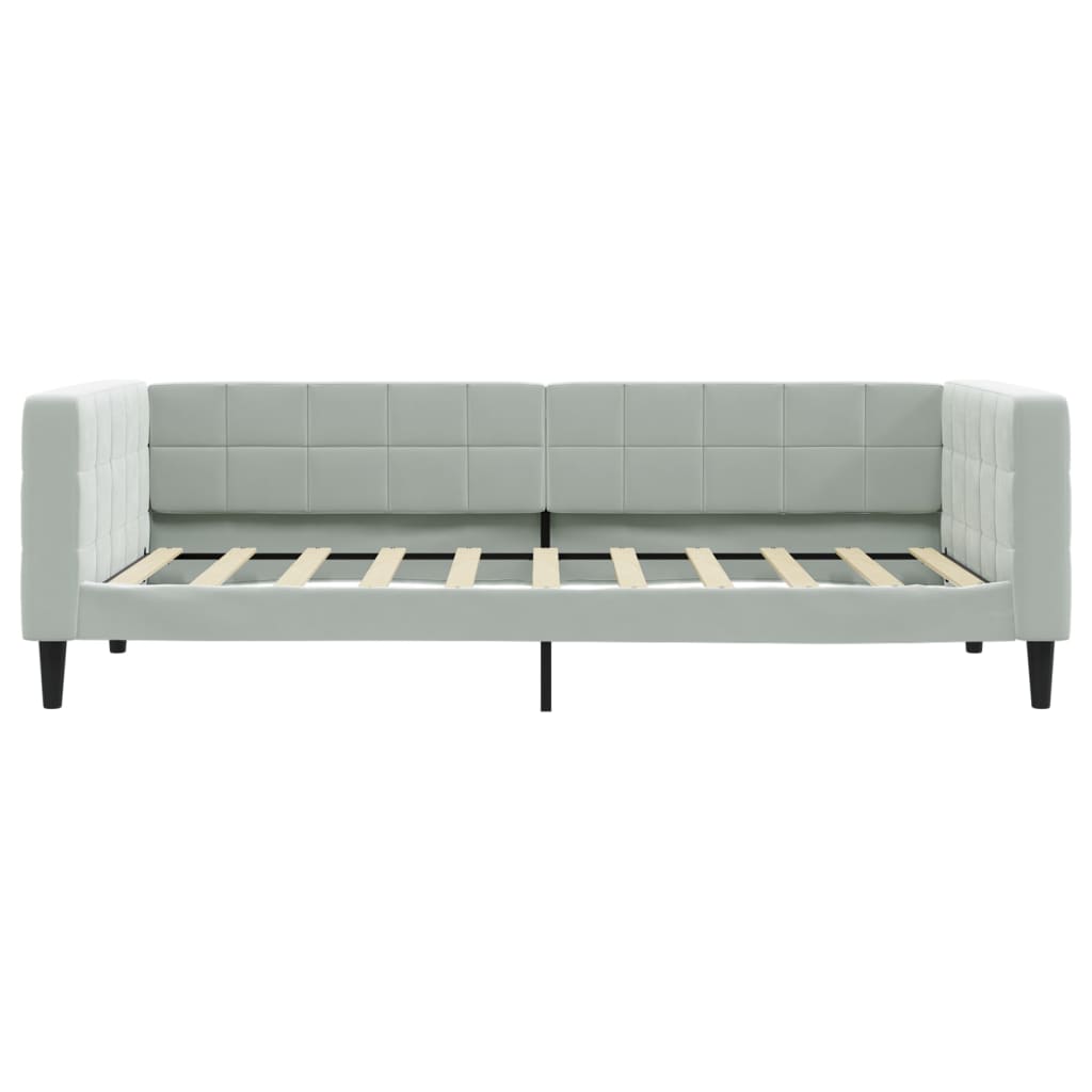 Lit de jour avec matelas gris clair 90x190 cm velours - XIOS