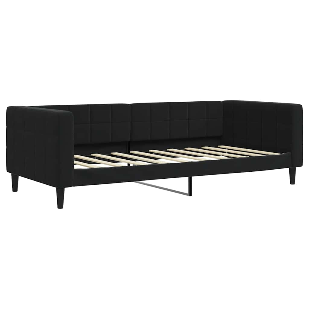 Lit de jour avec matelas noir 90x190 cm velours - XIOS