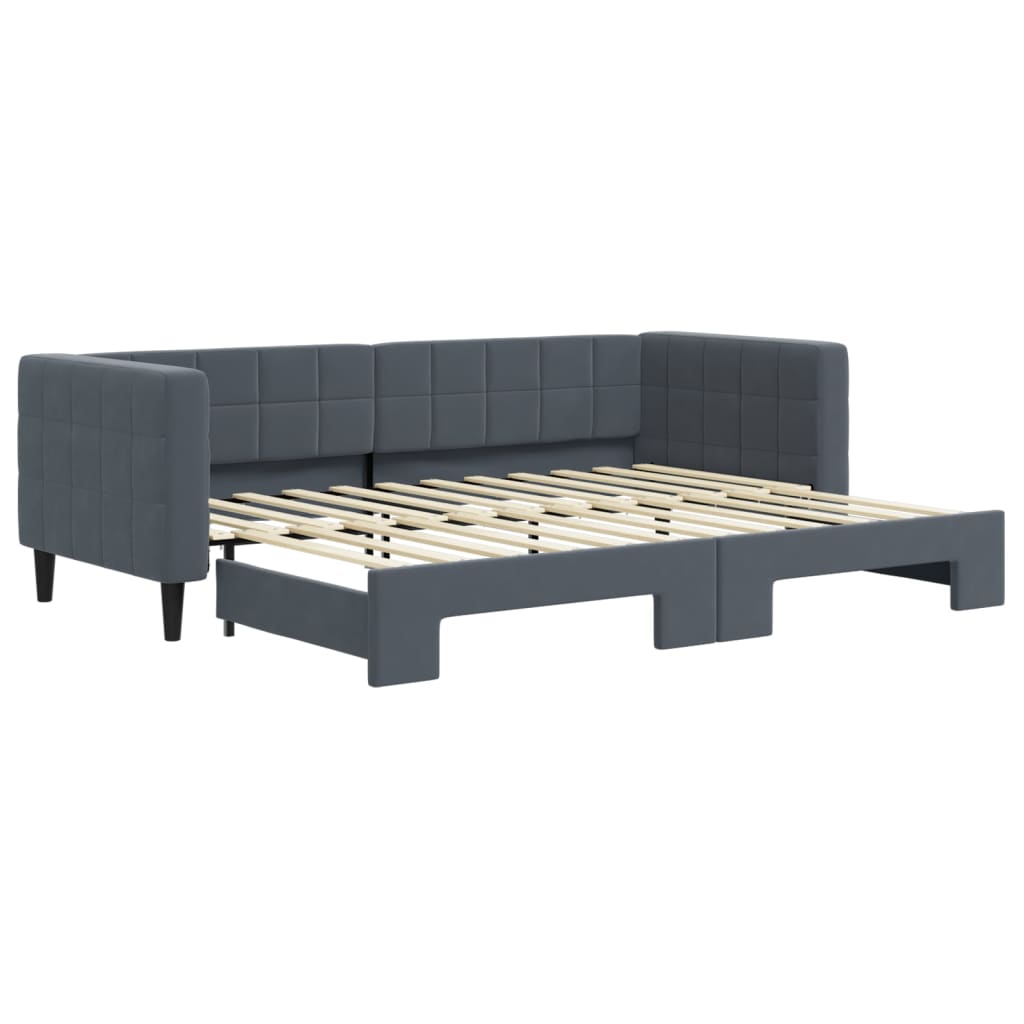 Lit de jour avec gigogne sans matelas gris foncé 80x200 cm - XIOS