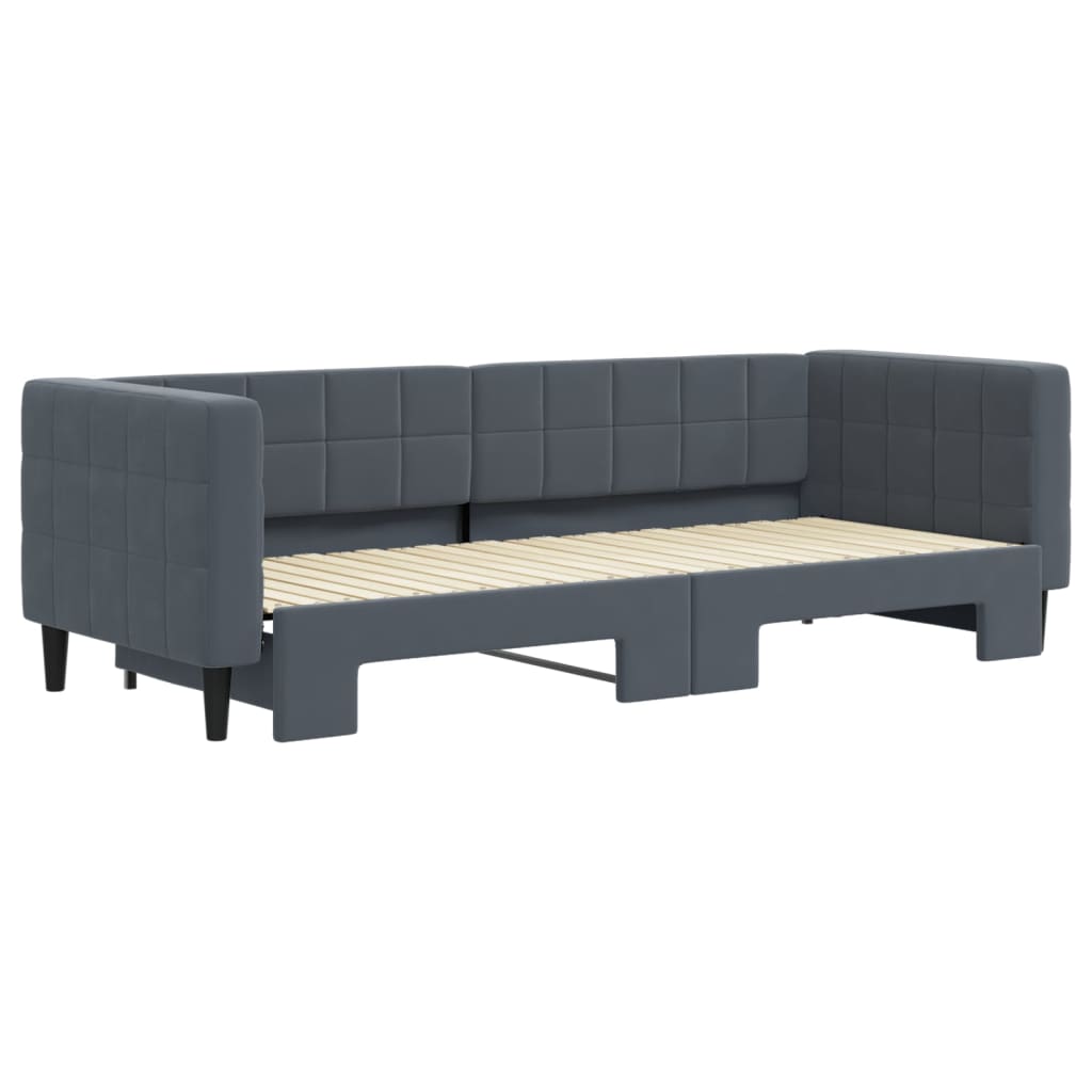 Lit de jour avec gigogne sans matelas gris foncé 80x200 cm - XIOS