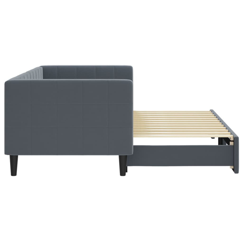 Lit de jour avec gigogne sans matelas gris foncé 80x200 cm - XIOS