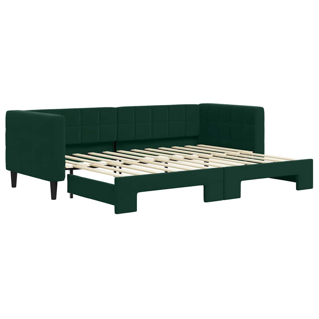Lit de jour avec gigogne sans matelas vert foncé 80x200 cm